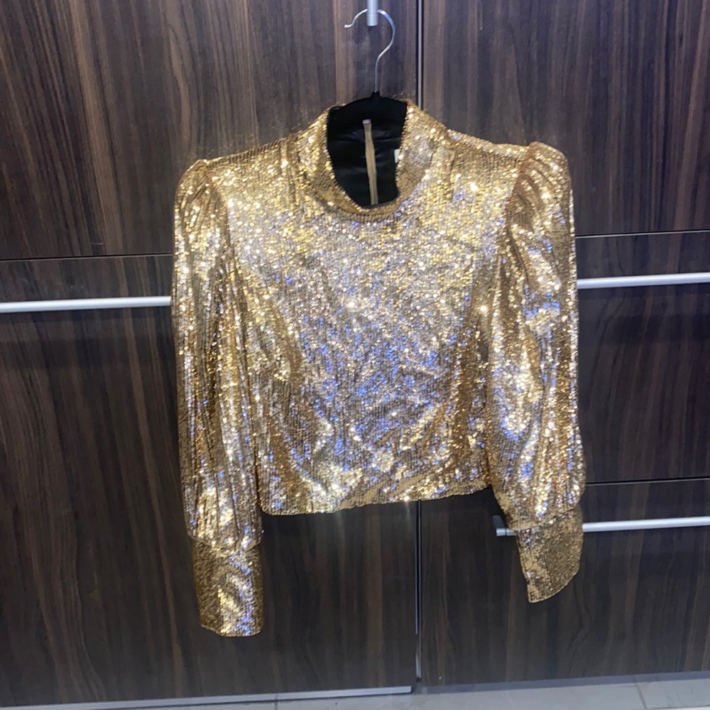 A.L.C gold sparkly top with shoulder pads